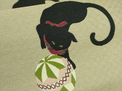 平和屋着物●極上　つけ帯　黒猫　毬　足跡　逸品　DZAB4800kh6