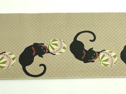 平和屋着物●極上　つけ帯　黒猫　毬　足跡　逸品　DZAB4800kh6