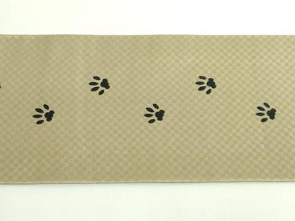 平和屋着物●極上　つけ帯　黒猫　毬　足跡　逸品　DZAB4800kh6