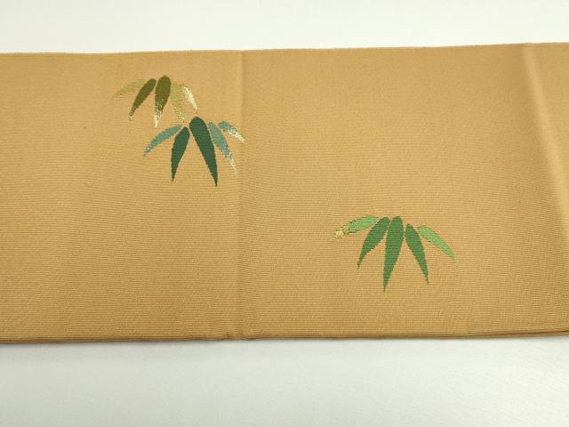 平和屋着物●極上　西陣　小川英謹製　爪掻き本綴れ　つけ帯　笹竹　金糸　逸品　DZAB4801kh6