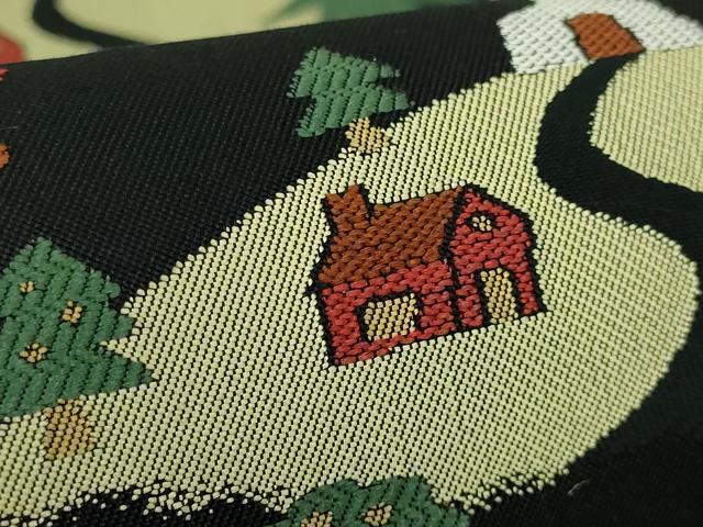 平和屋着物●極上　九寸名古屋帯　クリスマス　サンタクロース　黒地　逸品　DZAB4806kh6