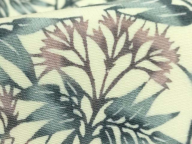 平和屋本店●希少 日本工芸会正会員 釜我敏子 型絵染 銀座もとじ 九寸開き名古屋帯 紬地 香花 上代39万 反端・たとう紙付 逸品 DZAB4807kh6 平和屋本店○希少 日本工芸会正会員 釜我敏子 型絵染 銀座もとじ 九寸