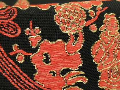 平和屋本店●最高級　龍村平蔵製　太鼓柄　本袋帯　鏡華繍羅錦　黒地　金糸　逸品　DZAB4813kh6