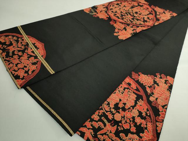 平和屋本店●最高級　龍村平蔵製　太鼓柄　本袋帯　鏡華繍羅錦　黒地　金糸　逸品　DZAB4813kh6