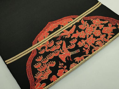 平和屋本店●最高級　龍村平蔵製　太鼓柄　本袋帯　鏡華繍羅錦　黒地　金糸　逸品　DZAB4813kh6
