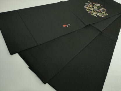平和屋着物●極上　本加賀友禅作家　木村雨山　太鼓柄　京袋帯　黒百合　黒地　逸品　DZAB4820kh6