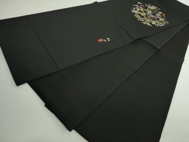 平和屋着物●極上　本加賀友禅作家　木村雨山　太鼓柄　京袋帯　黒百合　黒地　逸品　DZAB4820kh6