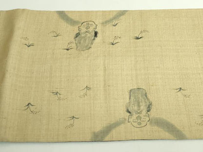 平和屋着物●極上　野蚕糸工房　太鼓柄袋帯　作家物　真綿紬　地蔵　証紙付き　逸品　DZAB4823kh6