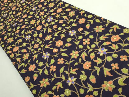 平和屋着物●極上　龍村晋謹製　六通柄袋帯　花唐草　金糸　逸品　DZAB4824kh6