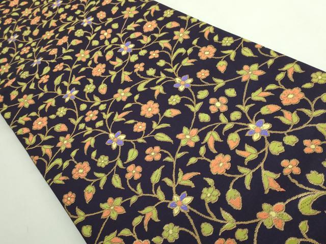 平和屋着物●極上　龍村晋謹製　六通柄袋帯　花唐草　金糸　逸品　DZAB4824kh6