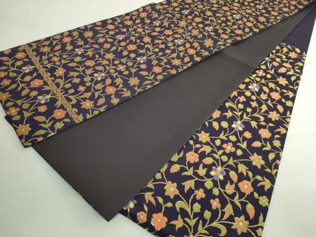 平和屋着物●極上　龍村晋謹製　六通柄袋帯　花唐草　金糸　逸品　DZAB4824kh6