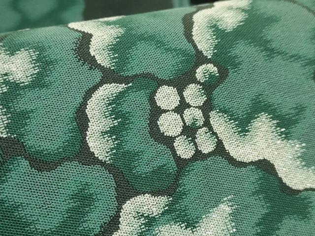 平和屋本店●極上　西陣　木野織物　菱屋善兵衛謹製　両面　六通柄袋帯　花唐草　黒地　銀糸　逸品　DZAB4825kh6