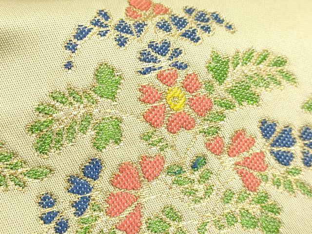 平和屋本店●極上　龍村晋謹製　全通柄袋帯　天平双鳩草花錦　金糸　逸品　DZAB4830kh6