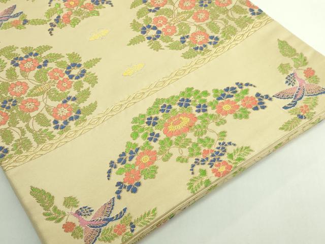 平和屋本店●極上　龍村晋謹製　全通柄袋帯　天平双鳩草花錦　金糸　逸品　DZAB4830kh6