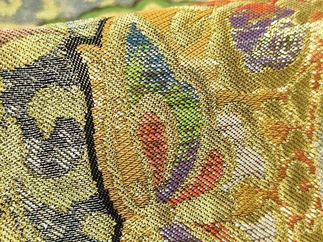 平和屋着物●極上　西陣　川島織物　六通柄　本袋帯　鳳凰花文　黒地　金銀糸　逸品　DZAB4832kh6