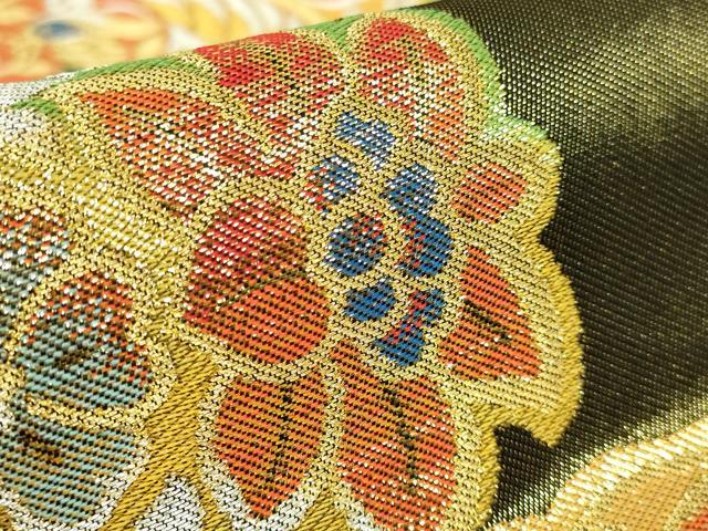 平和屋着物●極上　西陣　川島織物　六通柄　本袋帯　鳳凰花文　黒地　金銀糸　逸品　DZAB4832kh6