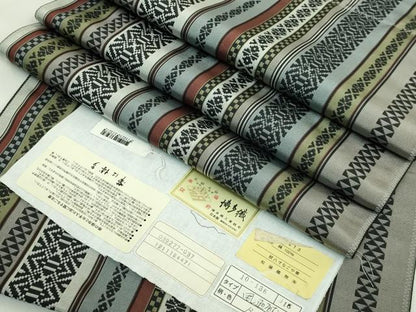 平和屋着物●極上　本場筑前博多織　八寸名古屋帯　風通献上　松装織物　博多金ラベル　証紙付き　逸品　未使用　DZAB4836kh6