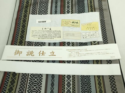 平和屋着物●極上　本場筑前博多織　八寸名古屋帯　風通献上　松装織物　博多金ラベル　証紙付き　逸品　未使用　DZAB4836kh6