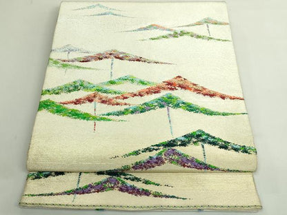 平和屋本店●極上　二代目・龍村平蔵　龍村光翔　太鼓柄　本袋帯　金銀彩松　共箱付き　逸品　DZAB4840kh6