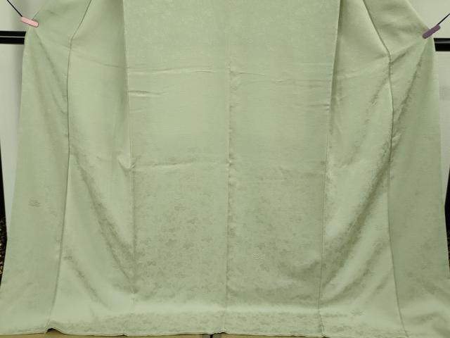 平和屋着物●極上　無地絵羽訪問着　桐唐草地紋　色無地　柳鼠色　反端付き　ロング丈　逸品　未使用　DZAB4852kh6