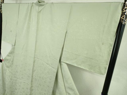 平和屋着物●極上　無地絵羽訪問着　桐唐草地紋　色無地　柳鼠色　反端付き　ロング丈　逸品　未使用　DZAB4852kh6