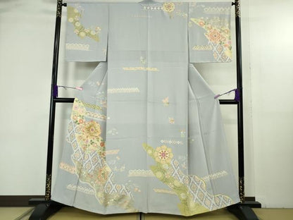 平和屋本店●極上　創業460年・千總　訪問着　駒刺繍　道長正倉院花文　淡藤色地　金彩　三越扱い　逸品　DZAB4856kh6