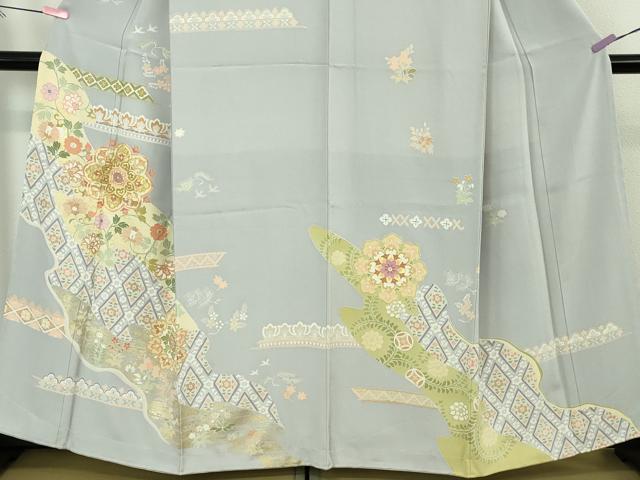 平和屋本店●極上　創業460年・千總　訪問着　駒刺繍　道長正倉院花文　淡藤色地　金彩　三越扱い　逸品　DZAB4856kh6
