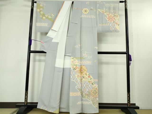 平和屋本店●極上　創業460年・千總　訪問着　駒刺繍　道長正倉院花文　淡藤色地　金彩　三越扱い　逸品　DZAB4856kh6