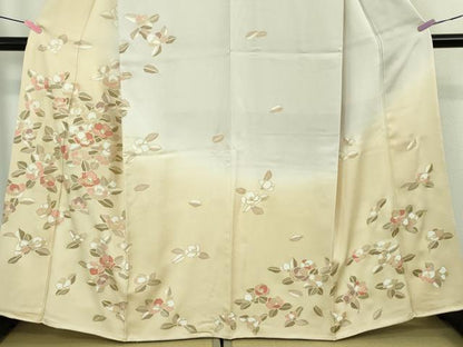 平和屋本店●極上　訪問着　駒刺繍　椿　暈し染め　金彩　三越扱い　逸品　DZAB4857kh6