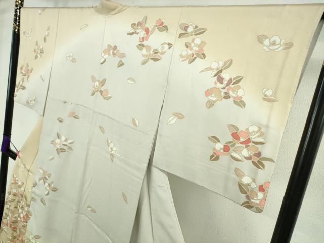 平和屋本店●極上　訪問着　駒刺繍　椿　暈し染め　金彩　三越扱い　逸品　DZAB4857kh6