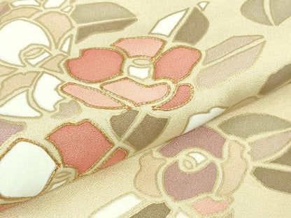 平和屋本店●極上　訪問着　駒刺繍　椿　暈し染め　金彩　三越扱い　逸品　DZAB4857kh6
