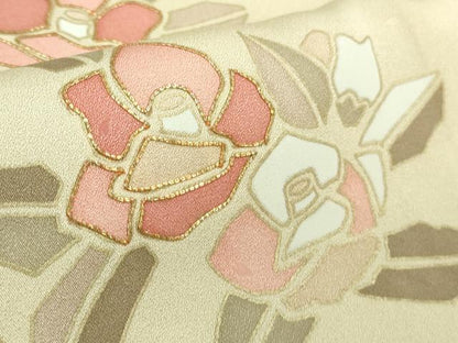 平和屋本店●極上　訪問着　駒刺繍　椿　暈し染め　金彩　三越扱い　逸品　DZAB4857kh6
