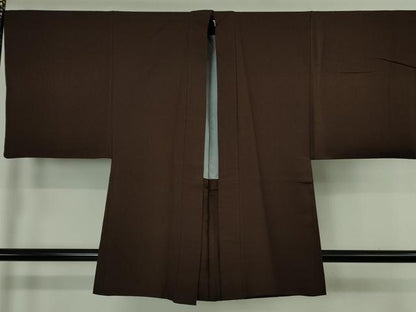 平和屋着物∞極上　男性　長羽織　黒鳶色　逸品　DZAB4865kh6