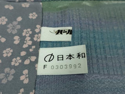 平和屋着物∞極上　染色家 岩浅公展　道中着　ロング丈　よろけ縞　暈し染め　証紙付き　逸品　DZAB4866kh6