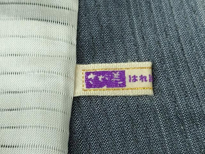 平和屋着物▽極上　本塩沢　やまだ織　単衣　桑原タツノ作　間道　青褐色地　さが美扱い　証紙付き　逸品　DZAB4871kh6