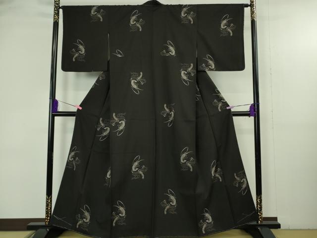 平和屋着物●極上　本場大島紬　9マルキ　地空　海老　エビ　黒地　逸品　未使用　DZAB4876kh6