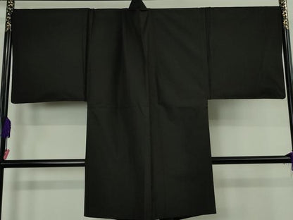 平和屋着物∞極上　男性　本場縞大島紬　長羽織　キングサイズ　丸恵謹製　羽裏・龍　暗黒色地　証紙付き　逸品　DZAB4877kh6