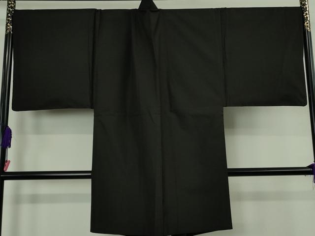 平和屋着物∞極上　男性　本場縞大島紬　長羽織　キングサイズ　丸恵謹製　羽裏・龍　暗黒色地　証紙付き　逸品　DZAB4877kh6