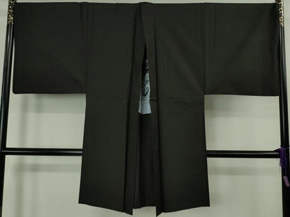 平和屋着物∞極上　男性　本場縞大島紬　長羽織　キングサイズ　丸恵謹製　羽裏・龍　暗黒色地　証紙付き　逸品　DZAB4877kh6
