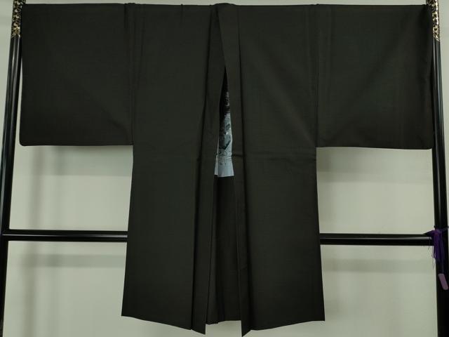 平和屋着物∞極上　男性　本場縞大島紬　長羽織　キングサイズ　丸恵謹製　羽裏・龍　暗黒色地　証紙付き　逸品　DZAB4877kh6