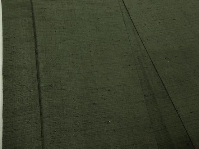 平和屋着物∞極上　男性　長羽織　紬地　黒緑色地　逸品　DZAB4878kh6