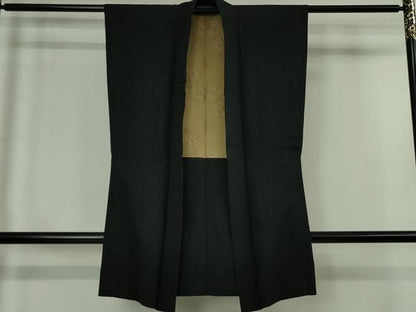平和屋着物∞極上　男性　袖なし羽織　髭紬地　黒地　逸品　DZAB4880kh6