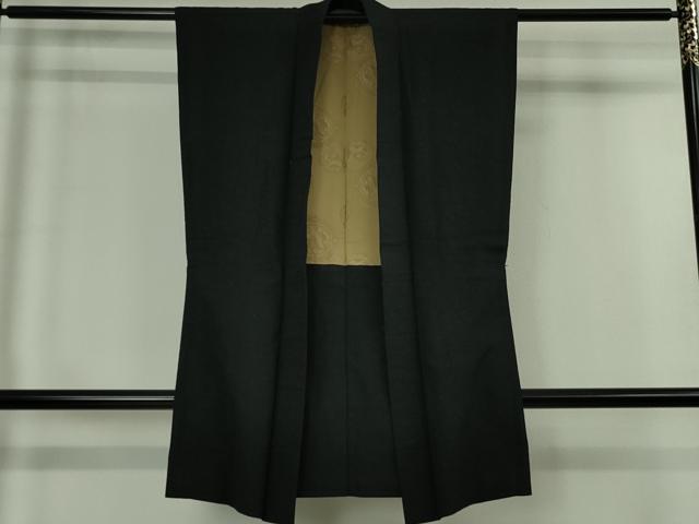 平和屋着物∞極上　男性　袖なし羽織　髭紬地　黒地　逸品　DZAB4880kh6