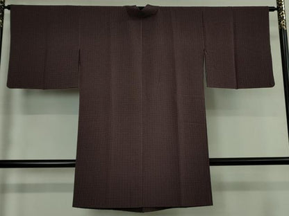 平和屋着物∞極上　道中着　ロング丈　菱繋ぎ　桑の実色×薄葡萄色　逸品　DZAB4886kh6