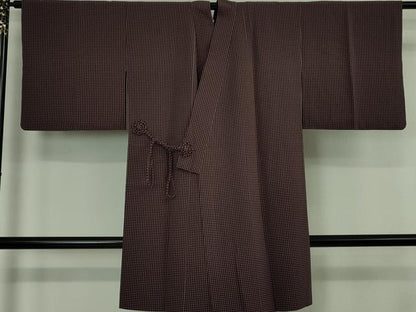 平和屋着物∞極上　道中着　ロング丈　菱繋ぎ　桑の実色×薄葡萄色　逸品　DZAB4886kh6