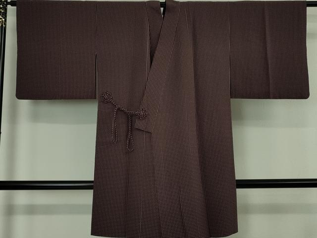 平和屋着物∞極上　道中着　ロング丈　菱繋ぎ　桑の実色×薄葡萄色　逸品　DZAB4886kh6