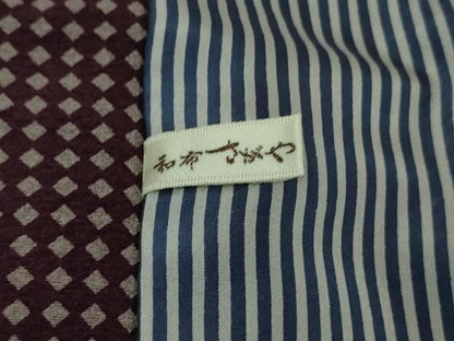 平和屋着物∞極上　道中着　ロング丈　菱繋ぎ　桑の実色×薄葡萄色　逸品　DZAB4886kh6