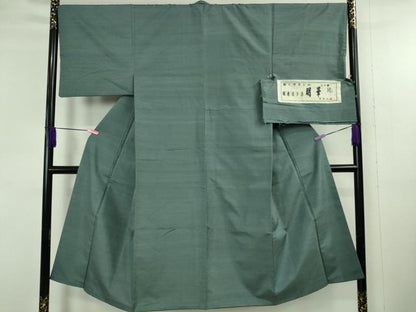 平和屋着物●極上　男性　菅原工房　漢方染紬　ひら織　錦秀　明華　色無地　御召御納戸色　証紙付き　逸品　DZAB4887kh6