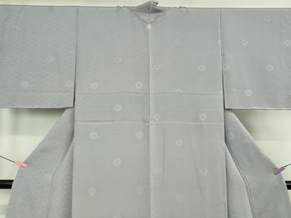 平和屋本店●極上　創業460年・千總　色無地　花菱地紋　灰青色　松坂屋扱い　反端付き　逸品　未使用　DZAB4890kh6
