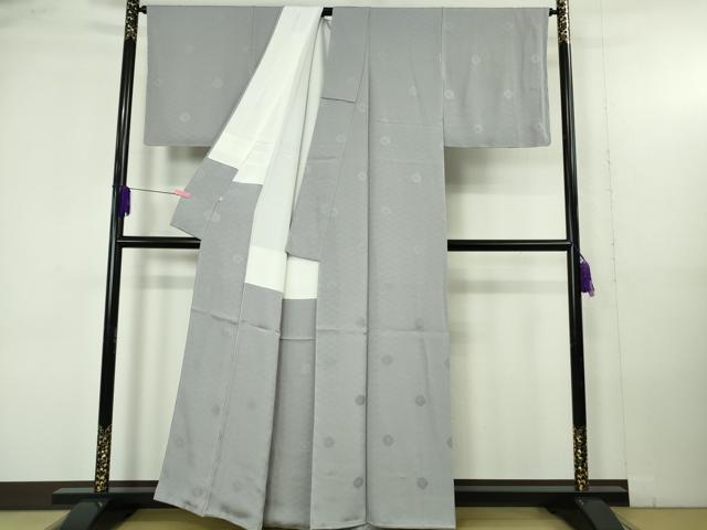平和屋本店●極上　創業460年・千總　色無地　花菱地紋　灰青色　松坂屋扱い　反端付き　逸品　未使用　DZAB4890kh6